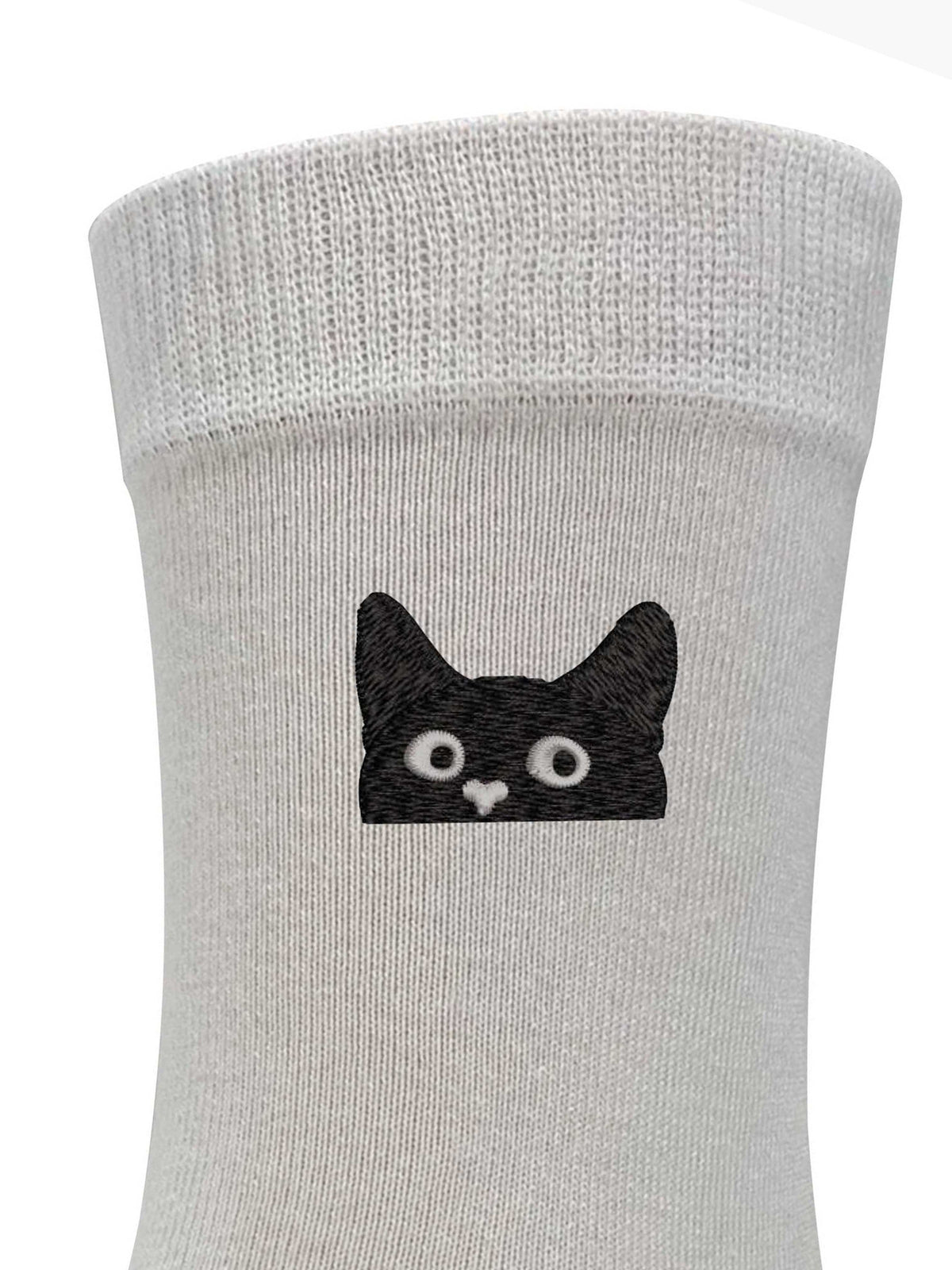 Cat (Black) Embroidered Men's and Women's dress socks