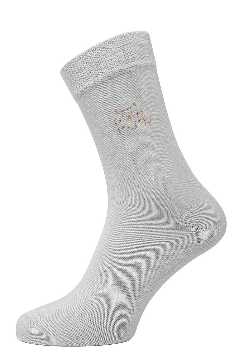 Cat emoticon embroidered Men's and Women's dress socks