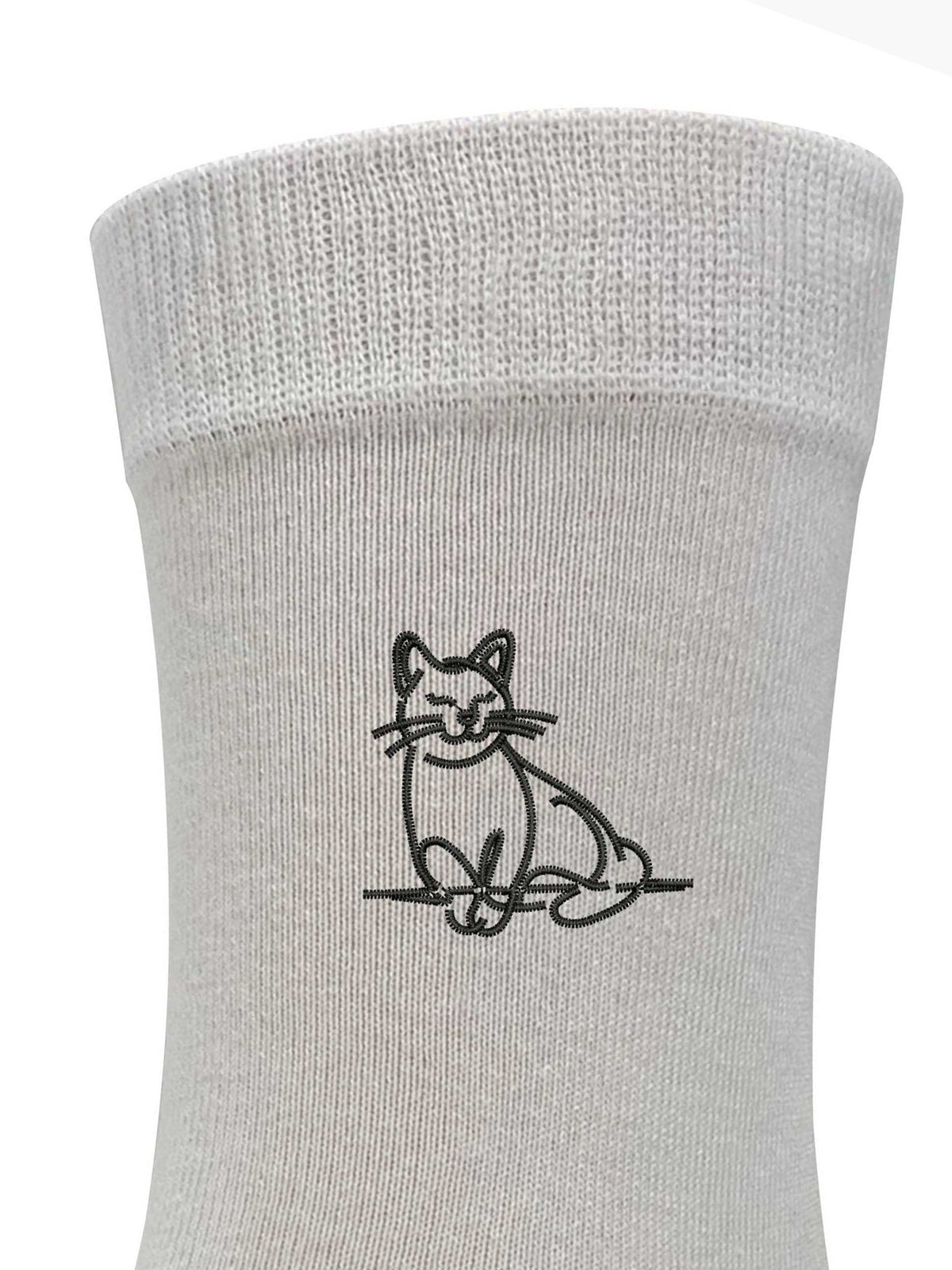 Line (Cat) Embroidered Men's and Women's dress socks