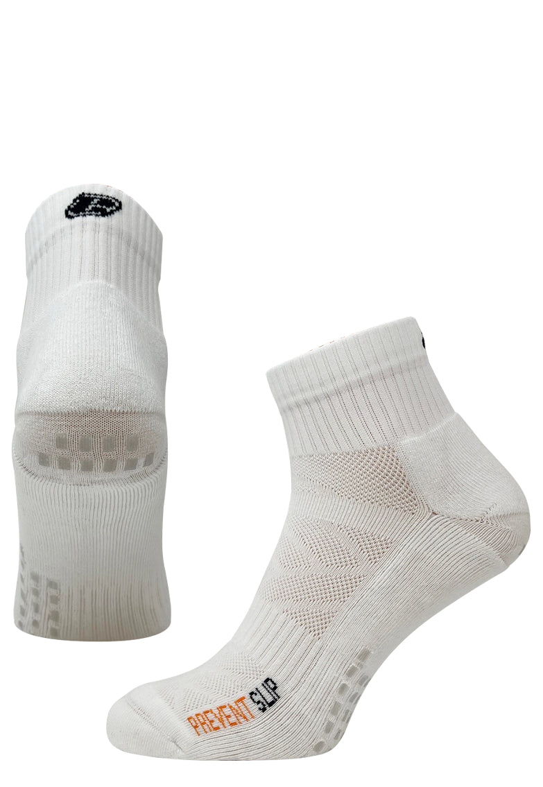 Prevent Slip - White Non-Slip Performance Quarter Grip Socks